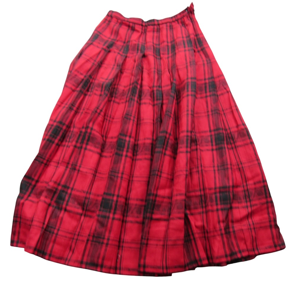 Pendleton Red & Black Tartan Maxi Skirt